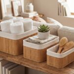 3 panier de rangement en bambo 30x20/26x17/22x12.5 cm