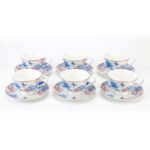 Service de 6 tasses et sous-tasses roses