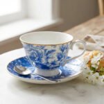 Service de 6 tasses et sous-tasses bleues – Image 2