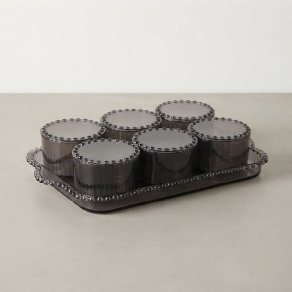Set de 6 Pots avec Plateau Assorti Fumé