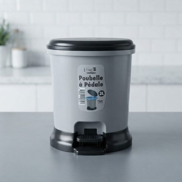 Poubelle à Pédale 3L Grise et Noire