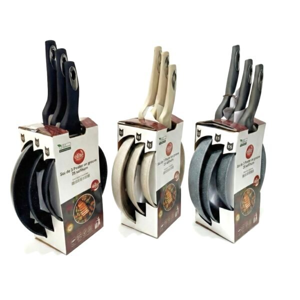 Poêle 3 pièces 20/24/28 cm noir