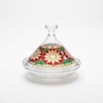 TAGINE EN VERRE COUVERCLE DécorationE ZELIJ ROUGE / HILAL
