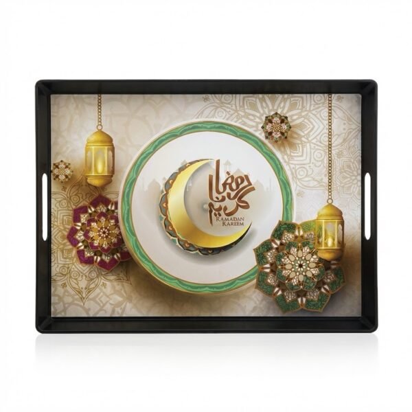 Plateau décoratif en plastique Ramadan – 38 × 28 cm