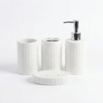 SET SALLE DE BAIN CERAMIQUE 4PCS BLANC/NOIR – Image 2