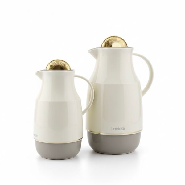 Set de 2 thermos premium – Blanc / Taupe