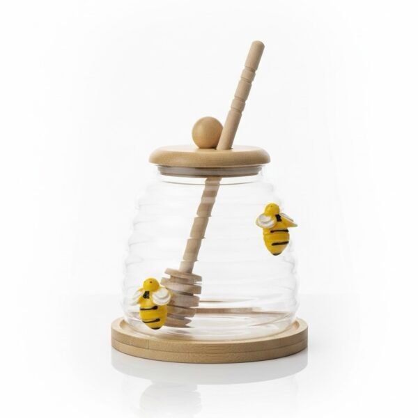 Pot à miel avec cuillère en bois