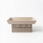 Présentoir gâteaux en métal rectangulaire couleur beige