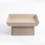 Présentoir gâteaux en métal carré couleur beige