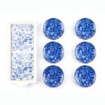 Service assiette rectangulaire et 6 petites assiettes bleues