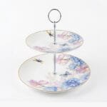 Serviteur à gâteaux 2 niveaux rose