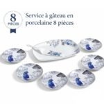 Service a gateau rect en porcelaine assiette 30,15.5cm