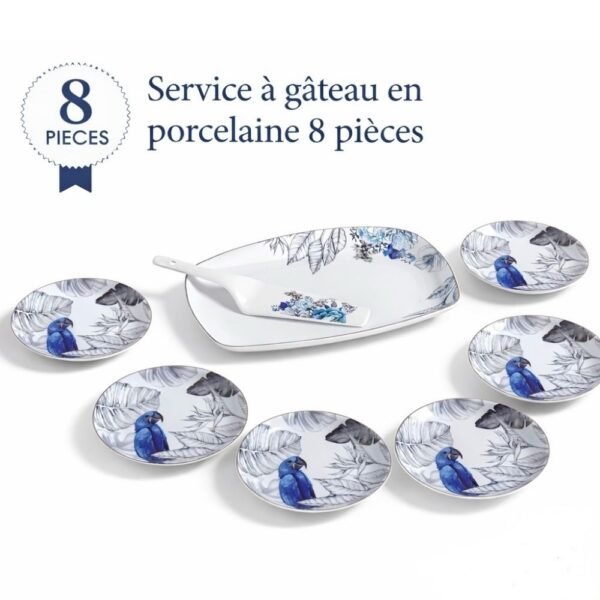 Service a gateau rect en porcelaine assiette 30,15.5cm