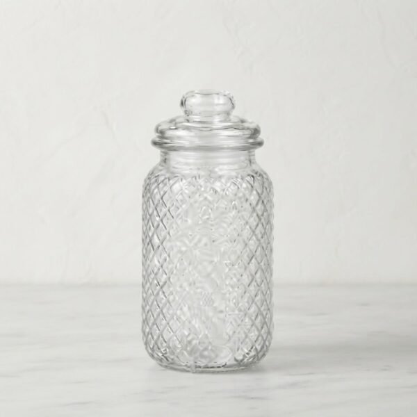 Grande Bonbonnière en Verre Relief Losanges