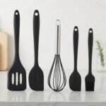 Set de 5 Ustensiles de Cuisine en Silicone Noir