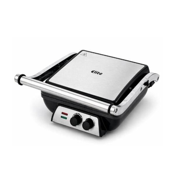 Grill panini inox/granite avec minuterie 2000 W