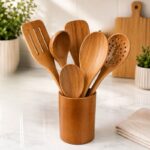 6 spatules avec support en bambou