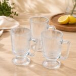 Ensemble de 3 tasses en verre cannelé sur pied