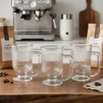 Ensemble de 3 tasses en verre cannelé sur pied