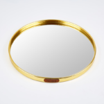 Plateau miroir doré décoratif en métal ronde 26cm