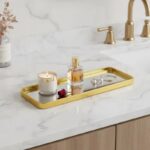 Plateau miroir décoratif en métal doré (36*13cm) – Image 2