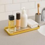 Plateau miroir décoratif en métal doré (36*13cm) – Image 3