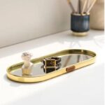 Plateau miroir décoratif en métal doré 23*10cm – Image 2