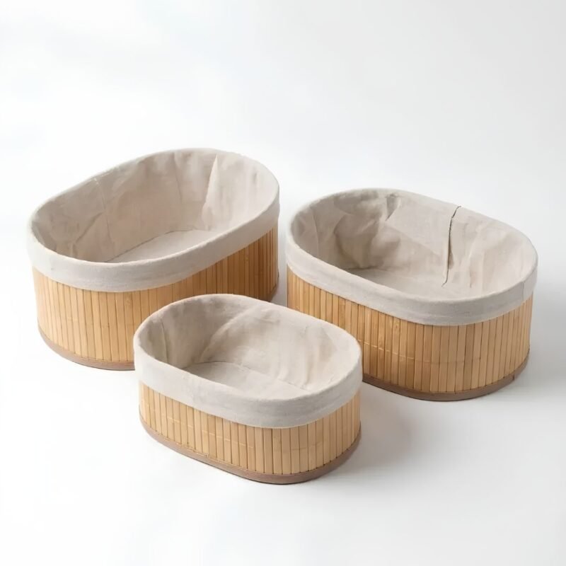 Set de 3 Paniers Ovale en Bambou 28*19/24*16/20*11