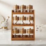 Étagère à Épices Organisée – Design Bambou et Verre