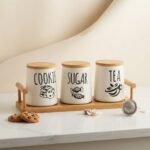 Set de 3 Boîtes de Rangement – Élégance en Porcelaine pour Café, Thé et Sucre