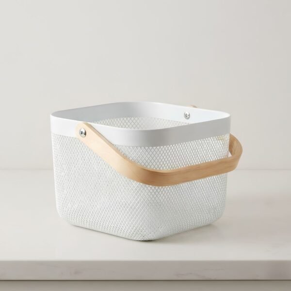 Panier de Rangement avec Poignée en Bambou