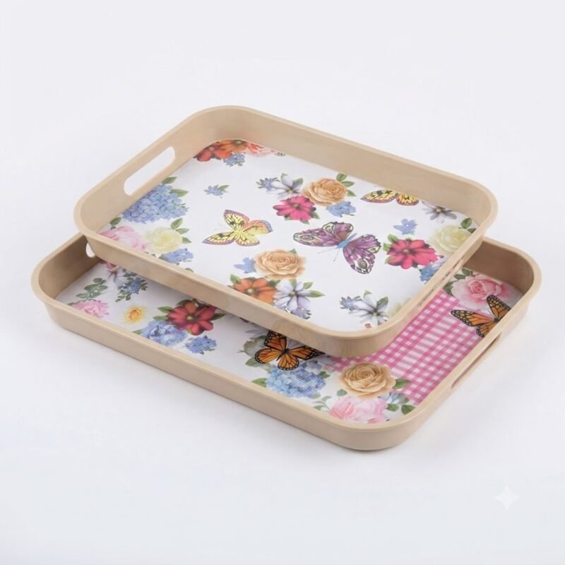 Lot de 2 Plateaux de Service en Plastique Décoratifs