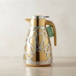 Thermos Doré et Argenté à Motifs Géométriques