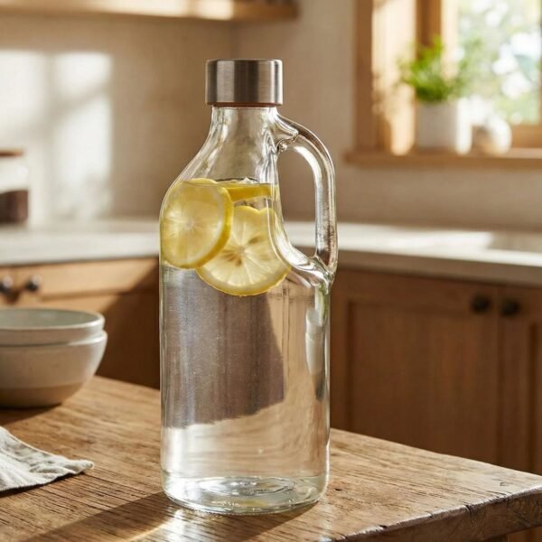 Carafe en Verre avec Anse et Bouchon Métallique