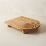 Plat Ovale Strié en Bambou avec Pieds
