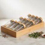 Ensemble de Pots à Épices avec Support en Bambou