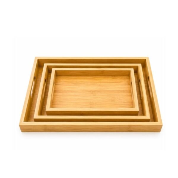Ensemble de 3 Plateaux en Bambou – Pratiques et Élégants