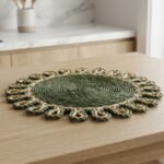 Sous-Plat Rond en Corde Tressée Vert et Beige