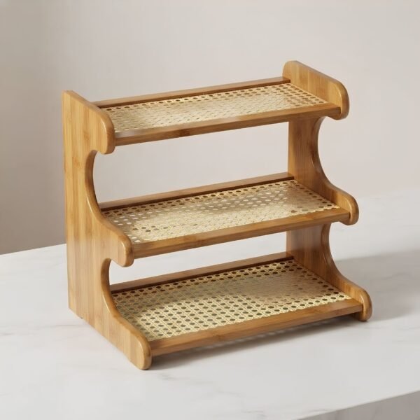 Étagère de Rangement à 3 Niveaux en Bambou
