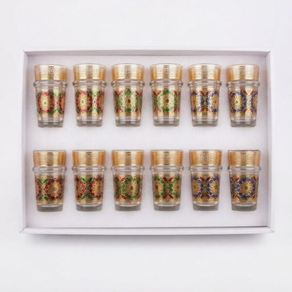 Coffret de 12 Verres à Thé Traditionnels - Style Zelija