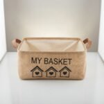 Petit Panier de Rangement Beige Noir et Gris