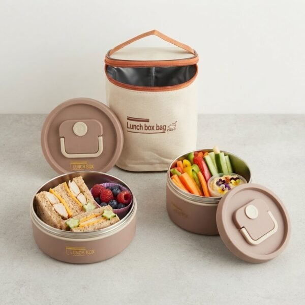 Kit Lunch Box Rond avec Sac de Transport Isotherme
