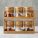 Étagère à Épices en Bois avec 6 Pots