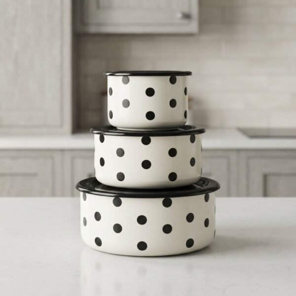 Lot de 3 Bols - Motif Pois Noirs
