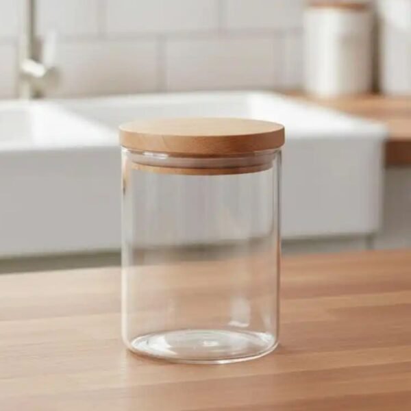 Pot de Conservation en Verre avec Couvercle en Bois