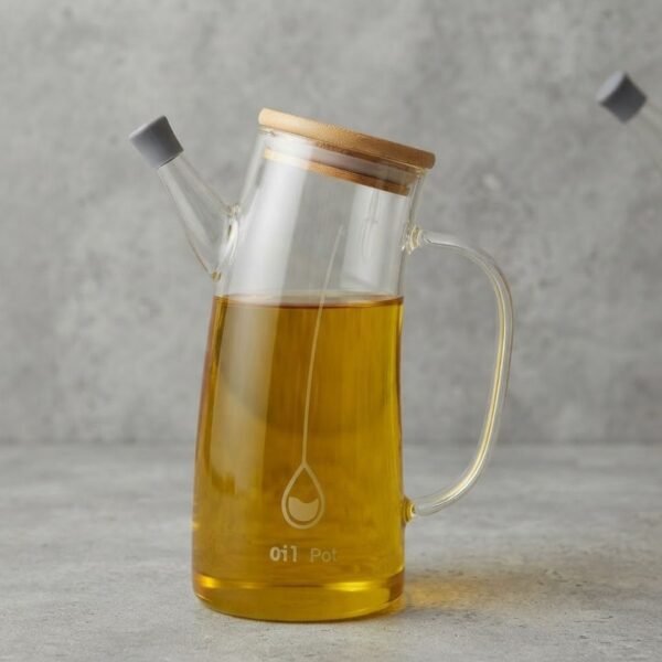 Huilier en Verre avec Couvercle en Bois