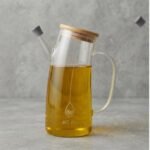 Huilier / Vinaigrier en Verre avec Couvercle en Bois