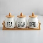 Set de Pots "Tea, Sugar, Coffee" avec Support