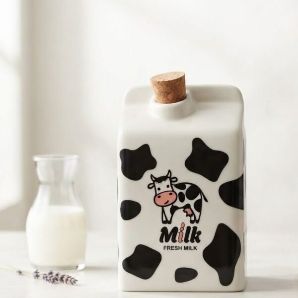Bouteille à Lait en Céramique Motif Vache 0.5L
