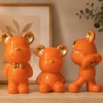 Set de 3 Figurines Ours Décoratifs en Céramique